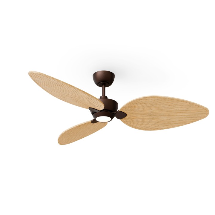 Ventilador ALMA L óxido madera clara con luz – Sulion