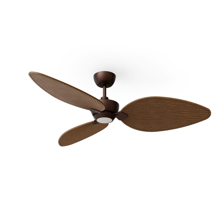 Ventilador ALMA L óxido madera media con luz – Sulion