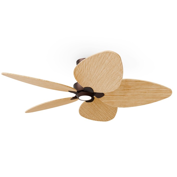 Ventilador ALMA L óxido madera media con luz – Sulion