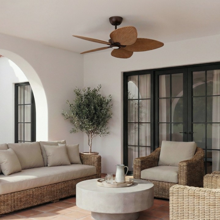Ventilador ALMA L óxido madera oscura con luz – Sulion