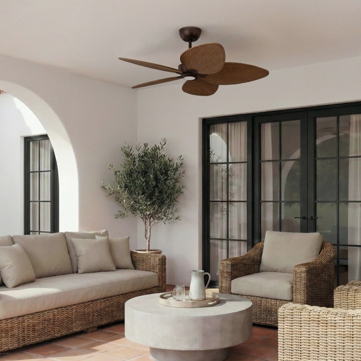 Ventilador ALMA L óxido madera oscura con luz – Sulion