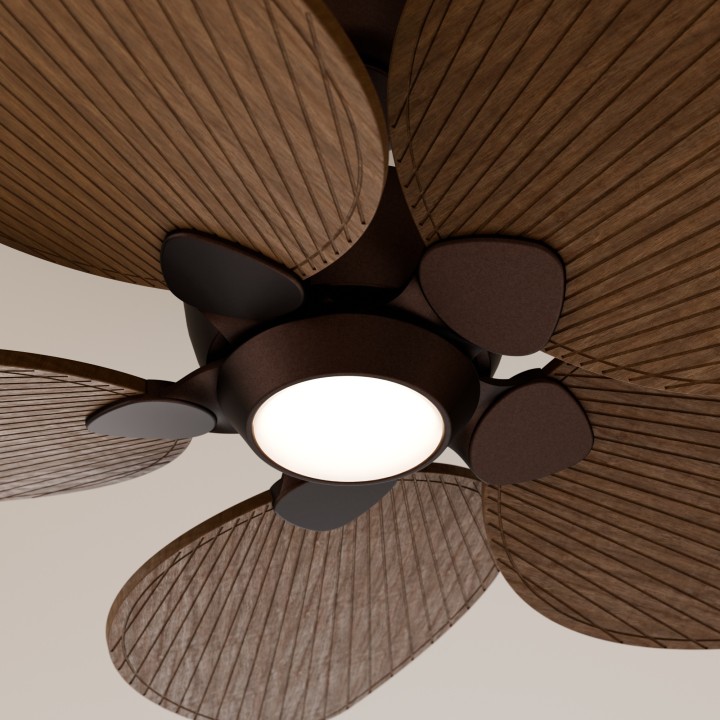 Ventilador ALMA L óxido madera oscura con luz – Sulion