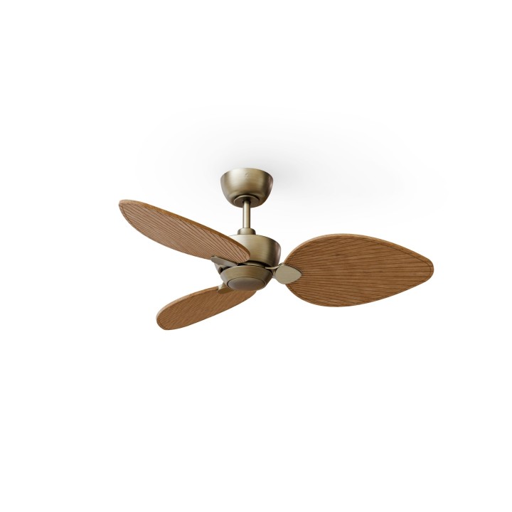 Ventilador ALMA S latón madera clara sin luz – Sulion