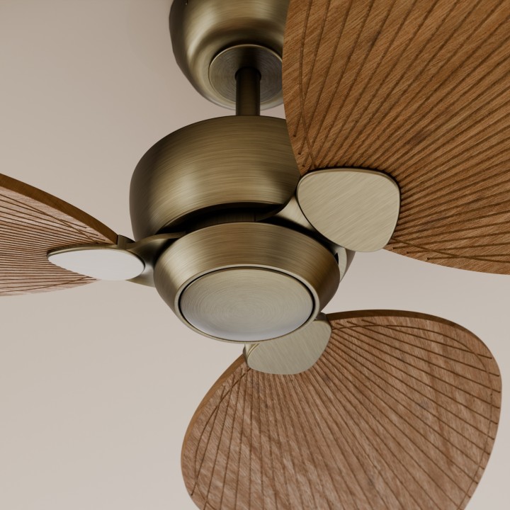 Ventilador ALMA S latón madera clara sin luz – Sulion