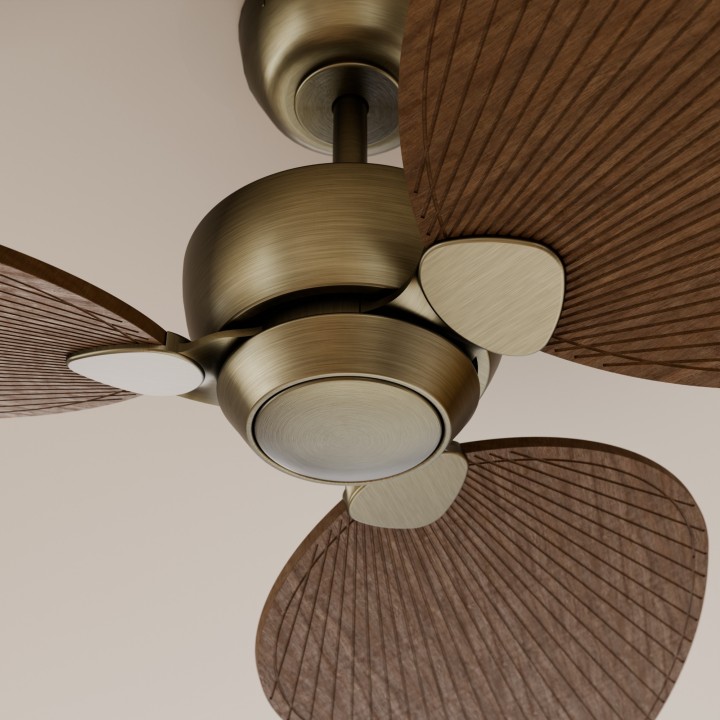 Ventilador ALMA S latón madera media sin luz – Sulion