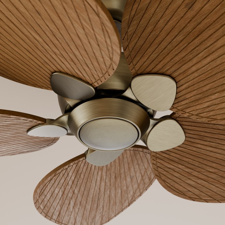 Ventilador ALMA S latón madera oscura sin luz – Sulion