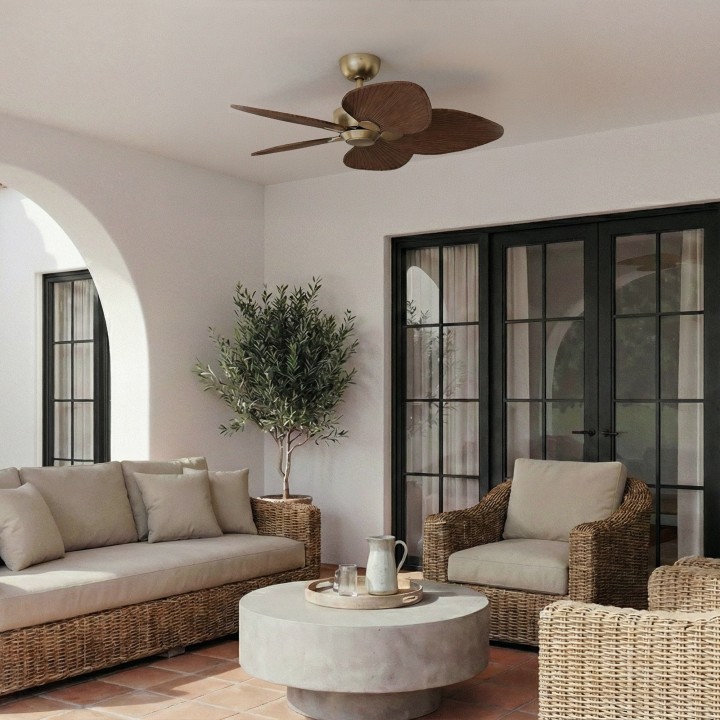 Ventilador ALMA S latón madera oscura sin luz – Sulion