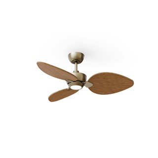 Ventilador ALMA S latón madera clara con luz – Sulion