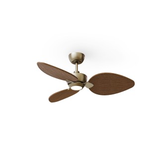 Ventilador ALMA S latón madera media con luz – Sulion