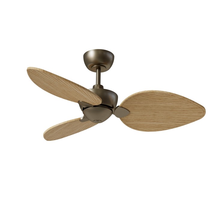 Ventilador ALMA S latón madera clara luz confort – Sulion