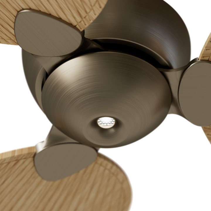 Ventilador ALMA S latón madera clara luz confort – Sulion