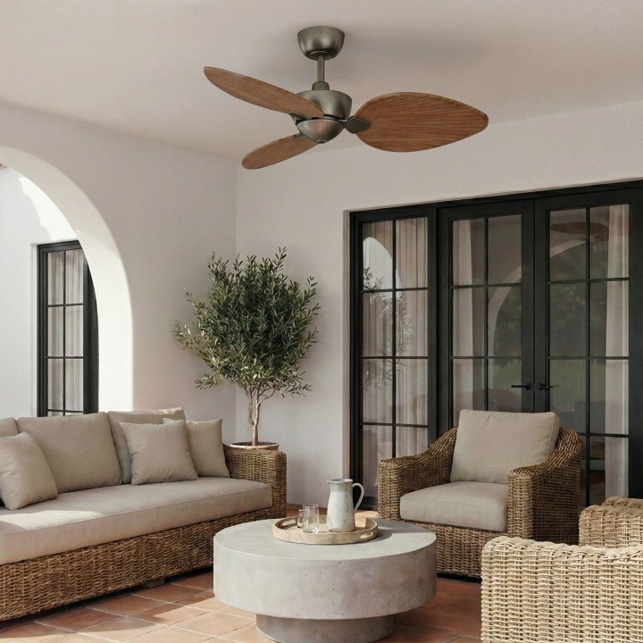 Ventilador ALMA S latón madera clara luz confort – Sulion