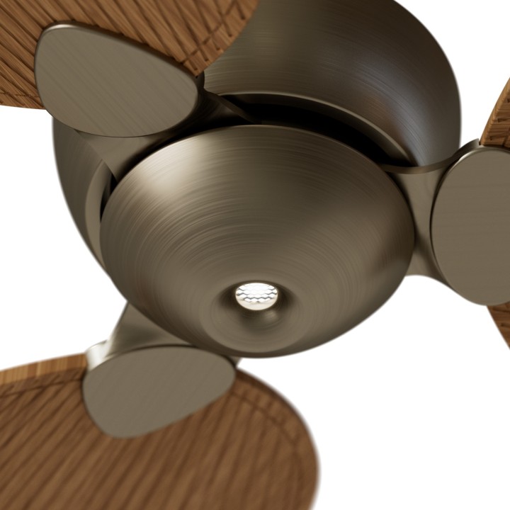Ventilador ALMA S latón madera clara luz confort – Sulion