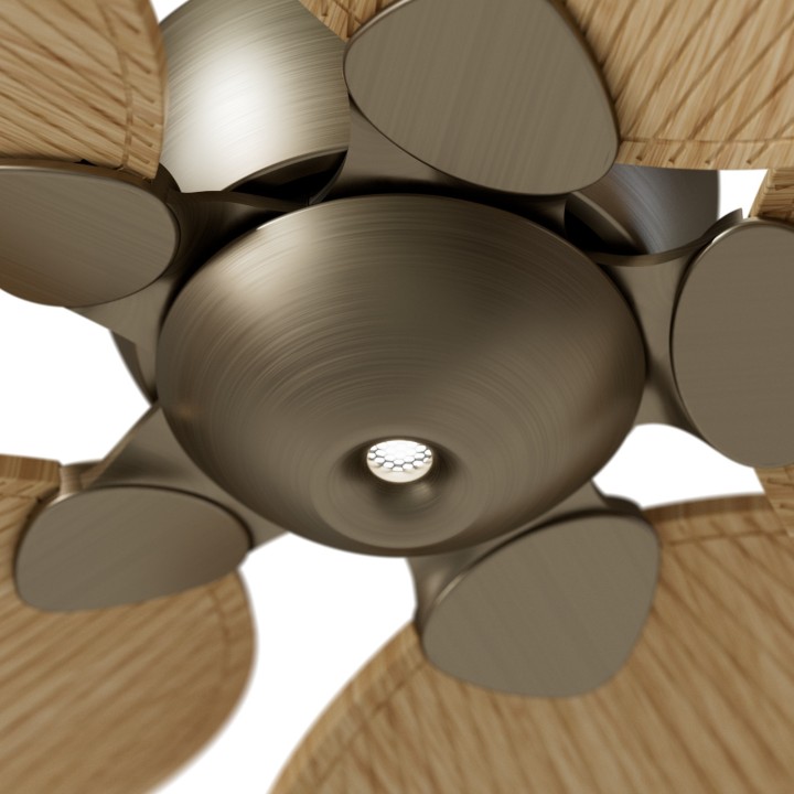 Ventilador ALMA S latón madera media luz confort – Sulion