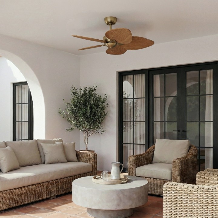 Ventilador ALMA S latón madera oscura luz confort – Sulion