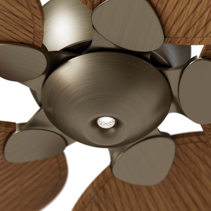 Ventilador ALMA S latón madera oscura luz confort – Sulion