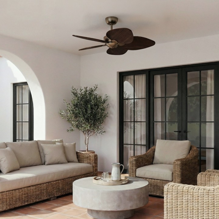 Ventilador ALMA S latón madera oscura luz confort – Sulion