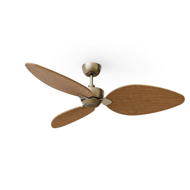 Ventilador ALMA L latón madera clara sin luz – Sulion