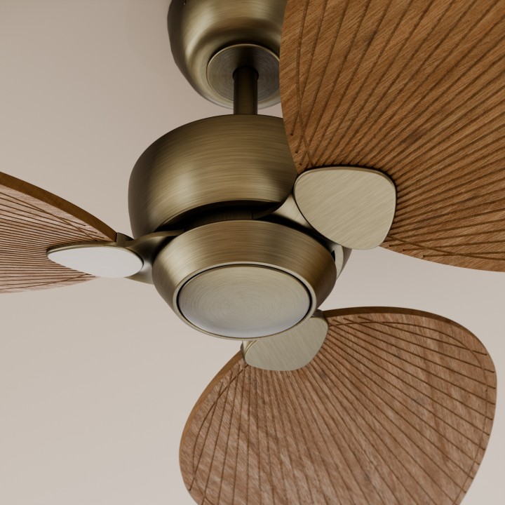 Ventilador ALMA L latón madera clara sin luz – Sulion