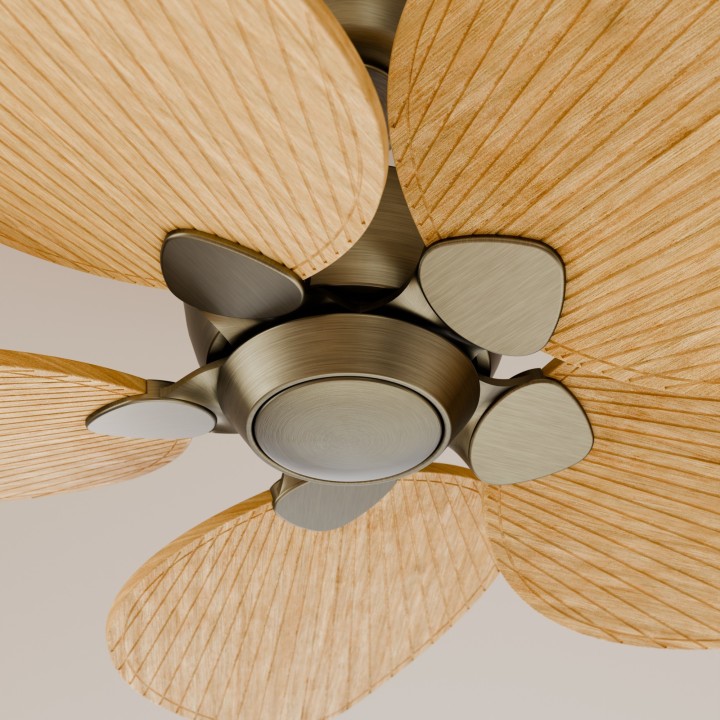 Ventilador ALMA L latón madera media sin luz – Sulion