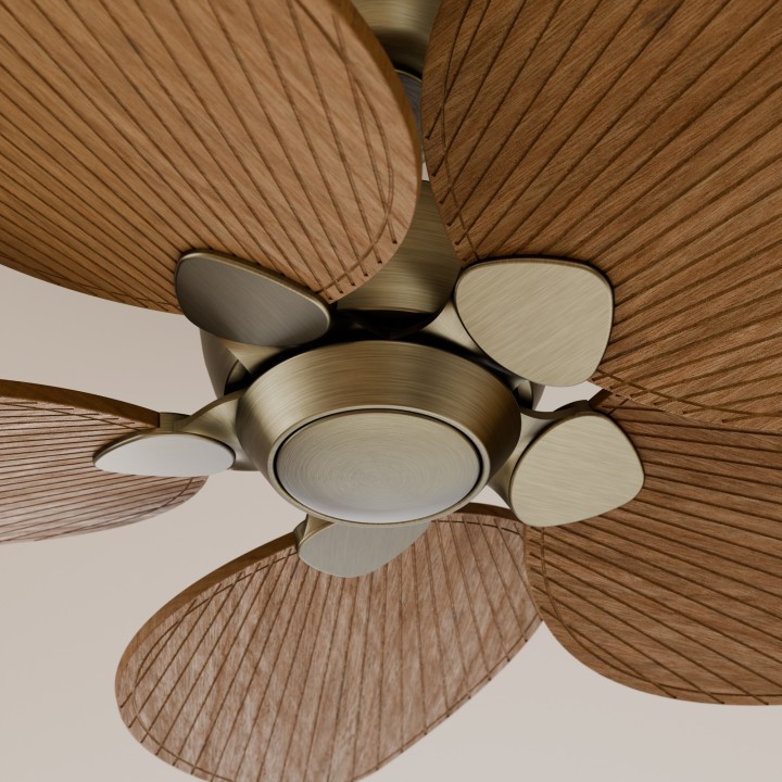 Ventilador ALMA L latón madera oscura sin luz – Sulion