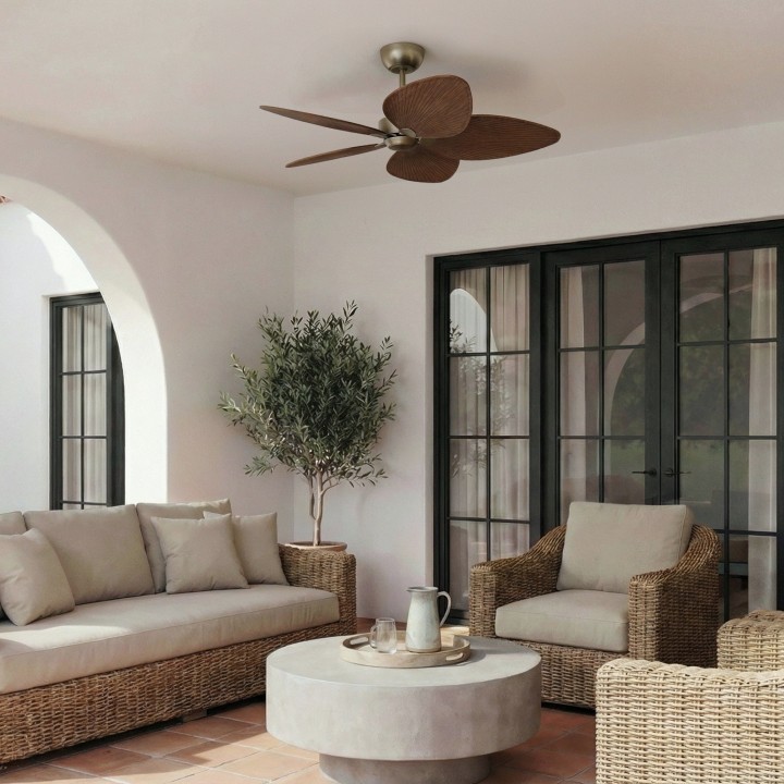 Ventilador ALMA L latón madera oscura sin luz – Sulion