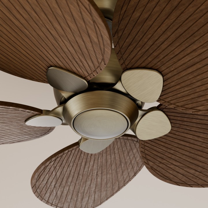 Ventilador ALMA L latón madera oscura sin luz – Sulion