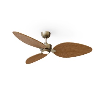Ventilador ALMA L latón madera clara con luz – Sulion