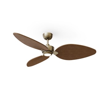 Ventilador ALMA L latón madera media con luz – Sulion