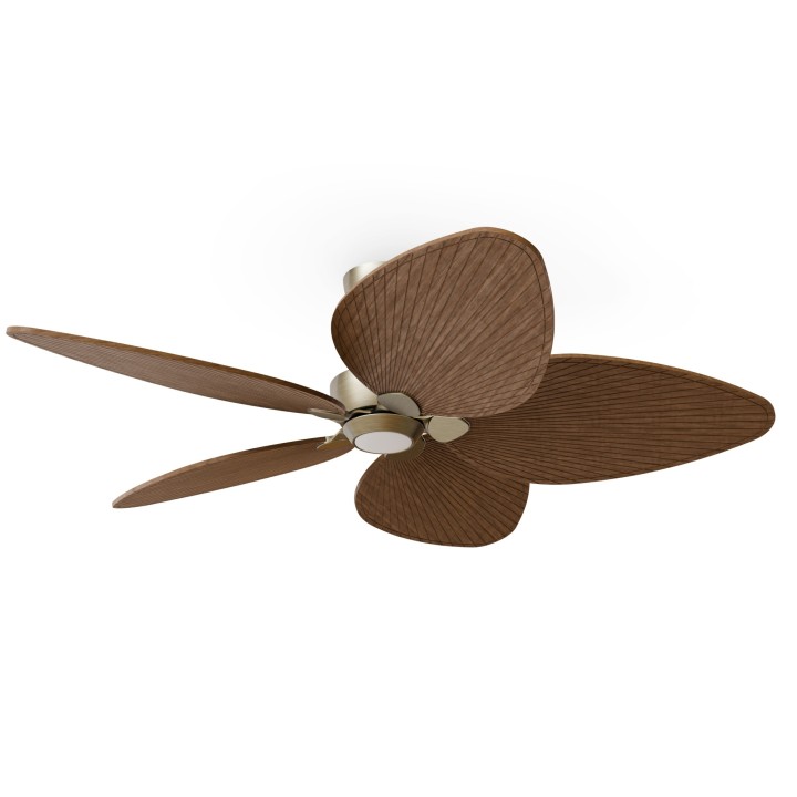 Ventilador ALMA L latón madera oscura con luz – Sulion
