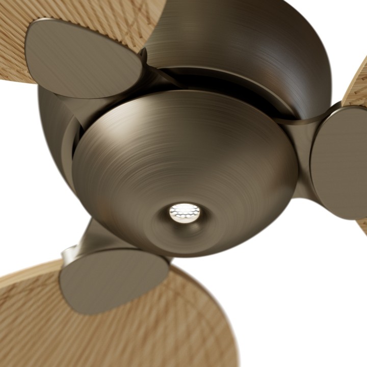 Ventilador ALMA L latón madera clara luz confort – Sulion