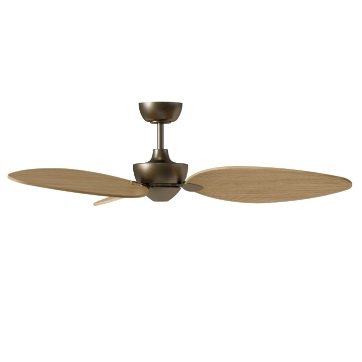 Ventilador ALMA L latón madera clara luz confort – Sulion