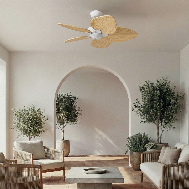 Ventilador ALMA S blanco madera media luz confort – Sulion