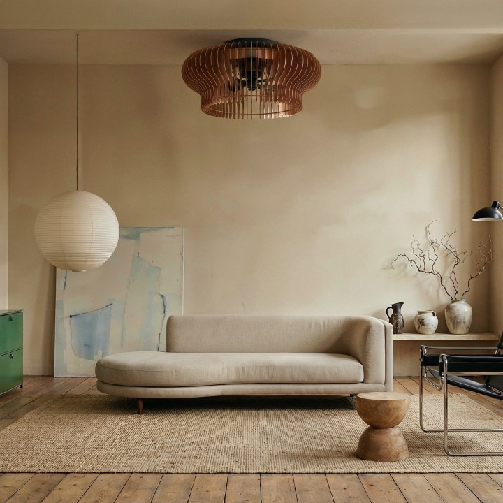 Ventilador DAYA STYLE marrón con doble motor rotativo y luz – Sulion