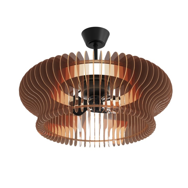 Ventilador DAYA STYLE marrón con doble motor rotativo y luz – Sulion