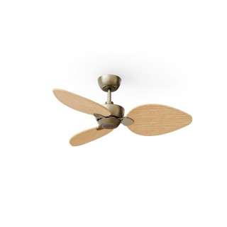 Ventilador ALMA S latón madera clara sin luz – Sulion
