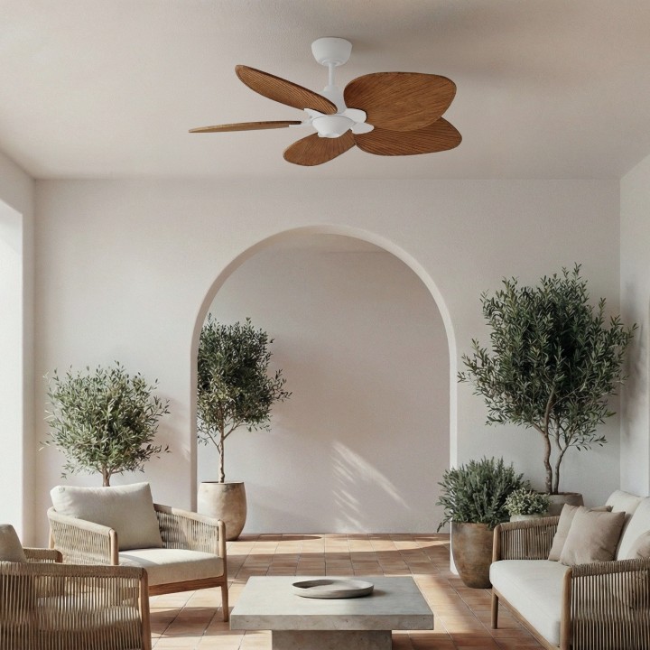 Ventilador ALMA S blanco madera oscura luz confort – Sulion