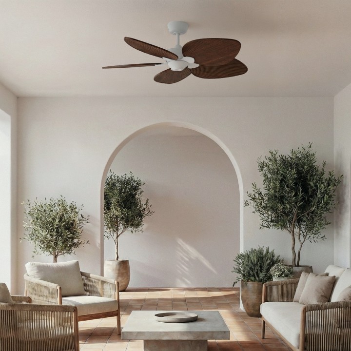 Ventilador ALMA S blanco madera oscura luz confort – Sulion