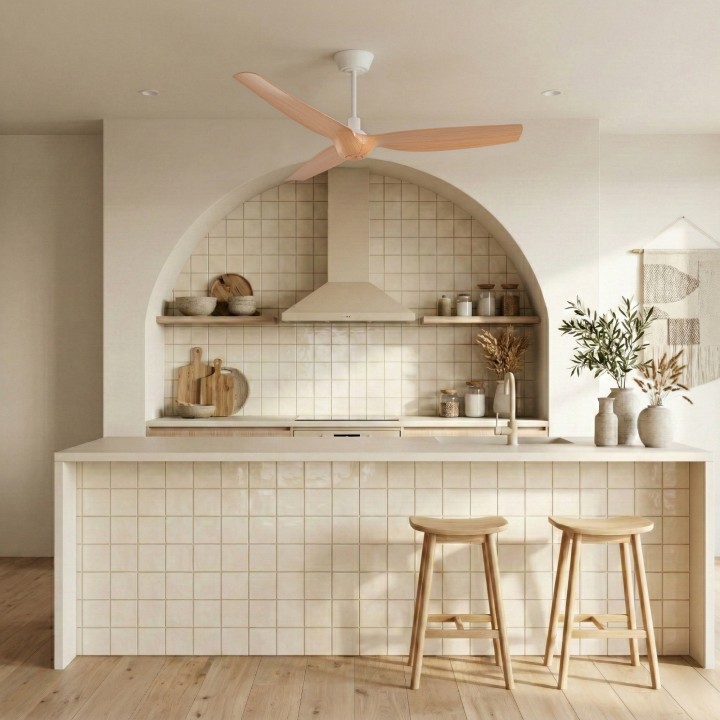 Ventilador IVY NEO L blanco palas madera con luz focal – Sulion