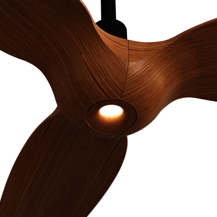 Ventilador IVY NEO S negro palas madera con luz focal – Sulion
