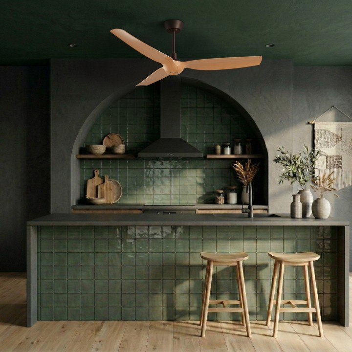 Ventilador IVY NEO L marrón óxido palas madera con luz focal – Sulion
