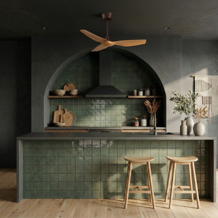 Ventilador IVY NEO S marrón óxido palas madera sin luz – Sulion